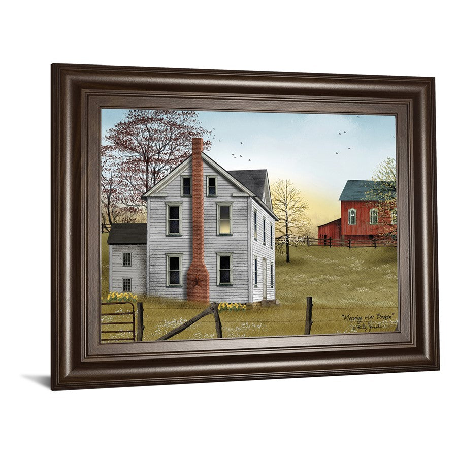 Classy Living Morning Serenity Wall Art 26x22in | Traditional Farmhouse Graphic Art in Cinnamon Mocha MDF Frame | Living Room, Office & Den | Model 8248