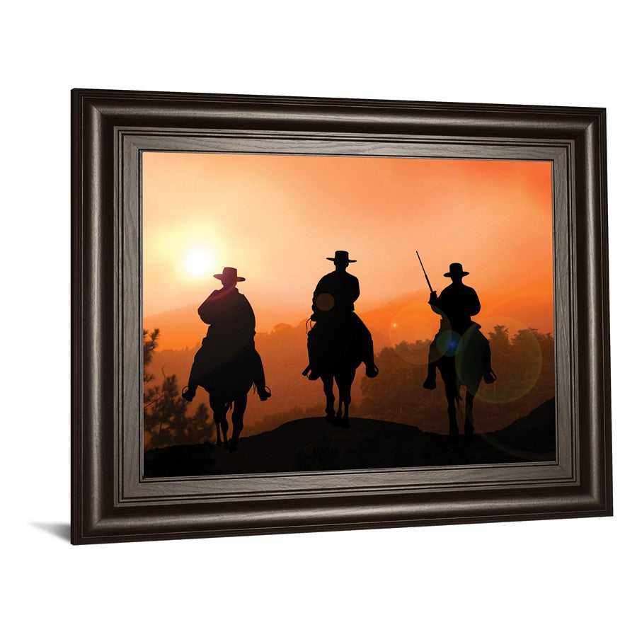Classy Living Sunset Riders Wall Art 26x22in | Contemporary Dark Chocolate MDF Frame | Living Room & Office Western Decor | 26 x 22 x 1 in | Model 8258