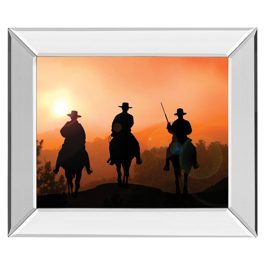 Classy Living Sunset Riders Wall Art 26x22in | Contemporary Multicolor Paper Print with Mirrored Frame | Living Room & Office Decor | 26 x | Model 8258MF