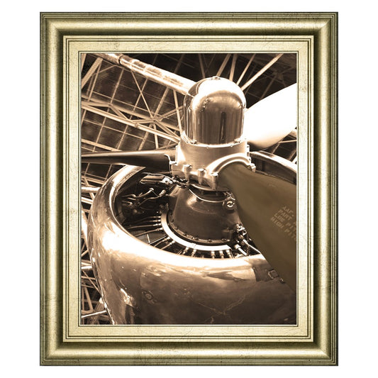 Classy Living Vintage Engine DeTall Wall Art 22x26in | Contemporary Framed Print in Crisp Chardonnay MDF Frame | Living Room & Office Decor | Model 8259