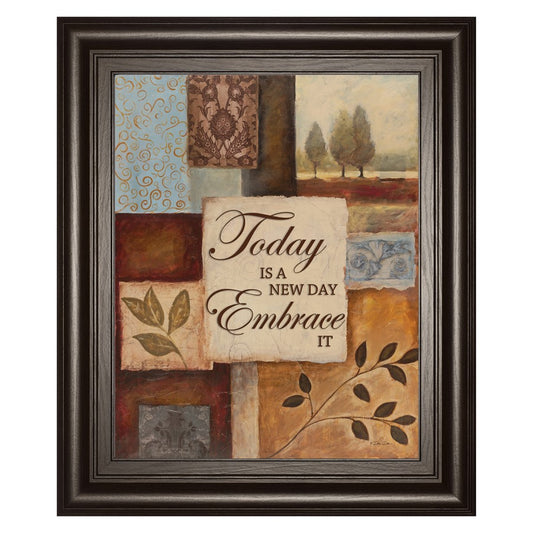 Classy Living New Day Wall Art 22x26in | Contemporary Multicolor Paper Art in Dark Chocolate MDF Frame | Living Room & Office Inspirational | Model 8263