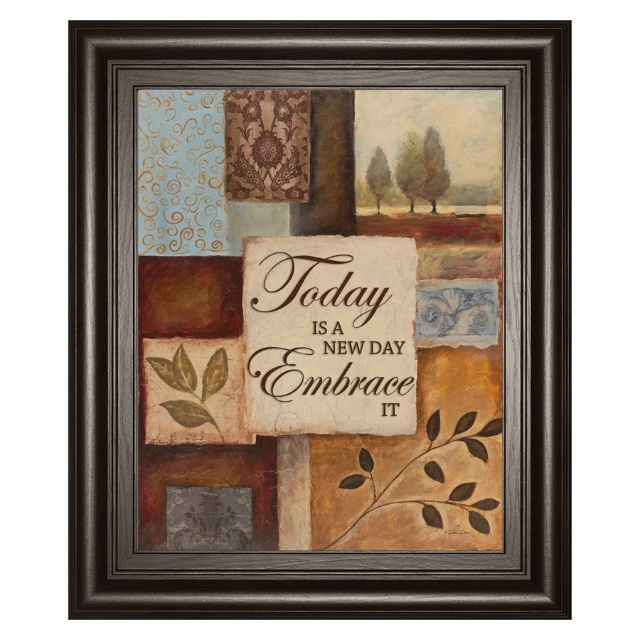 Classy Living New Day Wall Art 22x26in | Contemporary Multicolor Paper Art in Dark Chocolate MDF Frame | Living Room & Office Inspirational | Model 8263