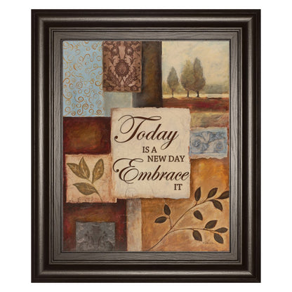 Classy Living New Day Wall Art 22x26in | Contemporary Multicolor Paper Art in Dark Chocolate MDF Frame | Living Room & Office Inspirational | Model 8263