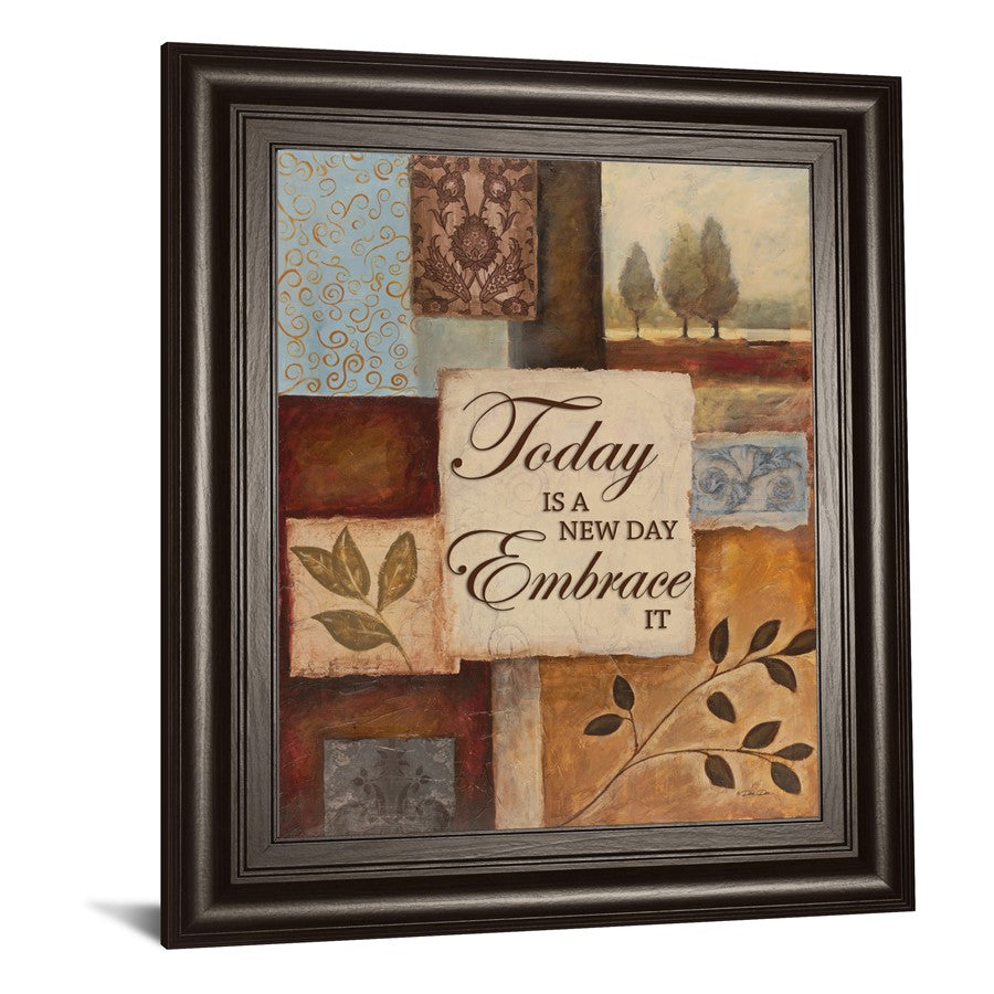 Classy Living New Day Wall Art 22x26in | Contemporary Multicolor Paper Art in Dark Chocolate MDF Frame | Living Room & Office Inspirational | Model 8263