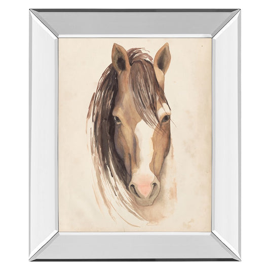 Classy Living Gentle Equine Gaze Wall Art 22x26in | Traditional Watercolor Horse Portrait, Mirrored Frame | Living Room & Office Decor | 22 | Model 8277MF