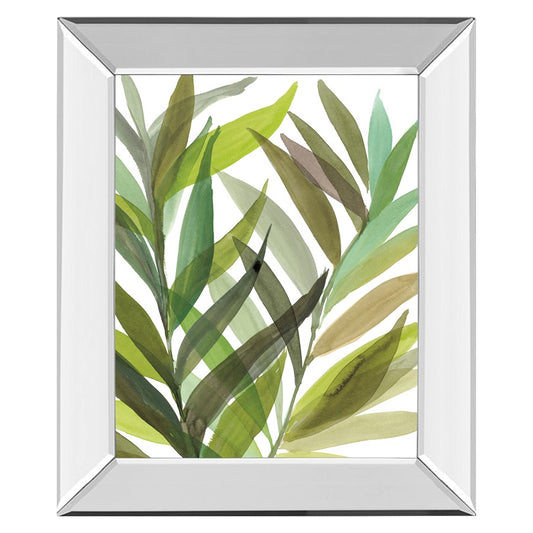 Classy Living Verdant Breeze 22x26in Rectangular Wall Art | Transitional Mirrored Frame with Tropical Botanical Print | Living Room & | Model 8289MF