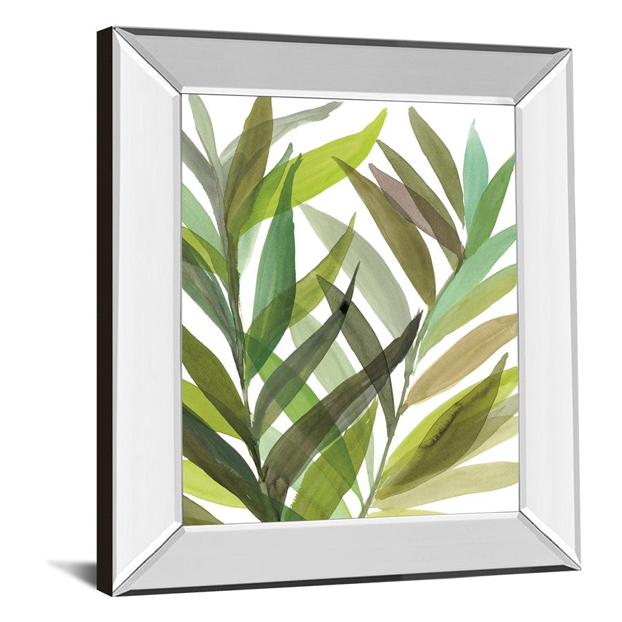 Classy Living Verdant Breeze 22x26in Rectangular Wall Art | Transitional Mirrored Frame with Tropical Botanical Print | Living Room & | Model 8289MF