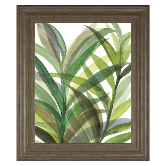 Classy Living Tropical Greens 22x26in Wall Art | Contemporary Botanical Watercolor on Paper in Tranquil Ash MDF Frame | Living Room & Bedroom | Model 8290