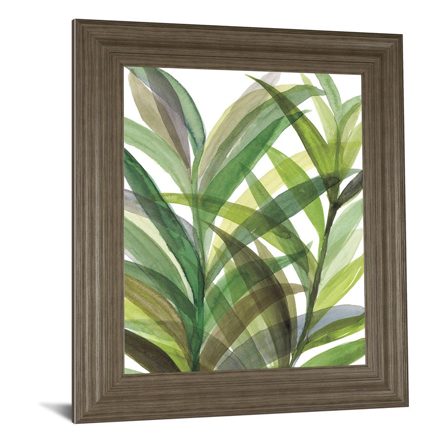 Classy Living Tropical Greens 22x26in Wall Art | Contemporary Botanical Watercolor on Paper in Tranquil Ash MDF Frame | Living Room & Bedroom | Model 8290