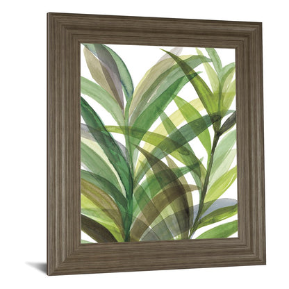 Classy Living Tropical Greens 22x26in Wall Art | Contemporary Botanical Watercolor on Paper in Tranquil Ash MDF Frame | Living Room & Bedroom | Model 8290
