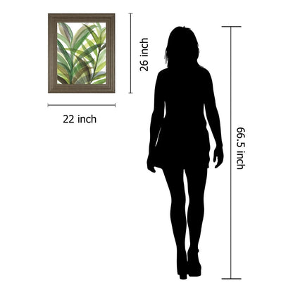 Classy Living Tropical Greens 22x26in Wall Art | Contemporary Botanical Watercolor on Paper in Tranquil Ash MDF Frame | Living Room & Bedroom | Model 8290