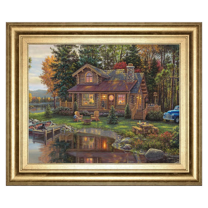 Classy Living Tranquil Retreat 26x22in Wall Art | Traditional Gold MDF Frame with Glass | Living Room & Den Lakeside Decor | 1 x 26 x 22 in | Model 8299