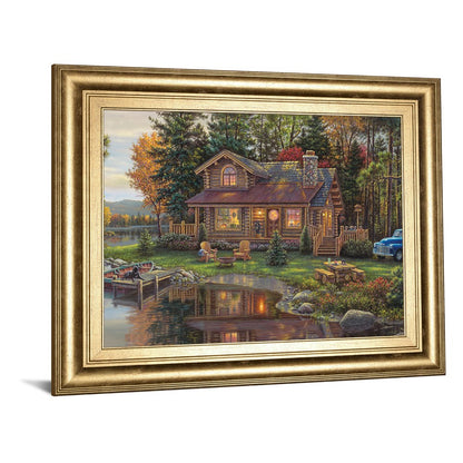 Classy Living Tranquil Retreat 26x22in Wall Art | Traditional Gold MDF Frame with Glass | Living Room & Den Lakeside Decor | 1 x 26 x 22 in | Model 8299