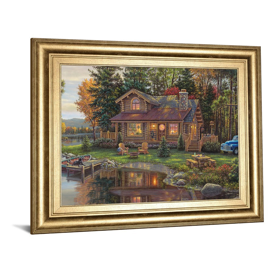 Classy Living Tranquil Retreat 26x22in Wall Art | Traditional Gold MDF Frame with Glass | Living Room & Den Lakeside Decor | 1 x 26 x 22 in | Model 8299