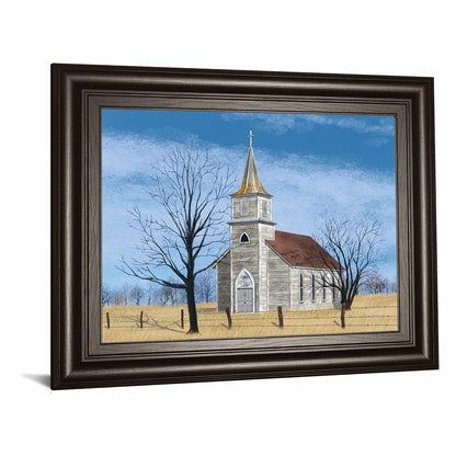 Classy Living Prairie Church 26x22in Wall Art | Traditional Dark Chocolate MDF Frame and Paper Print | Living Room & Office Decor | 26 x 22 x | Model 8300