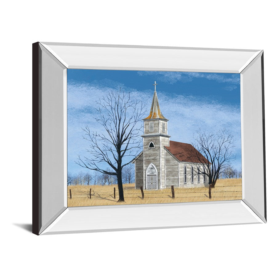 Classy Living Prairie Church Wall Art 26x22in | Traditional Mirrored Frame | Living Room & Office Decor | 26 x 22 x 3 in | Model 8300MF