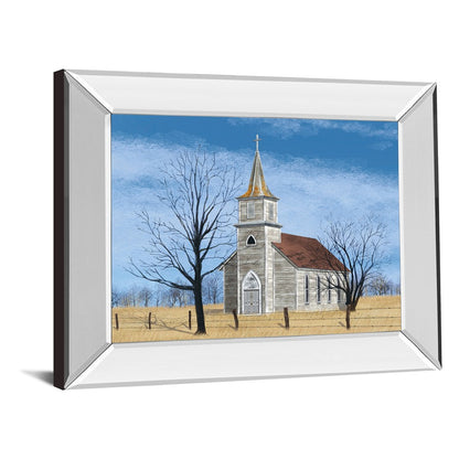 Classy Living Prairie Church Wall Art 26x22in | Traditional Mirrored Frame | Living Room & Office Decor | 26 x 22 x 3 in | Model 8300MF