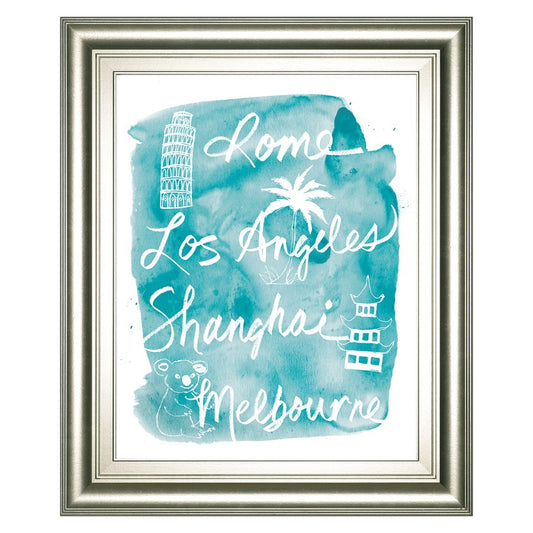 Classy Living Global Wanderlust Wall Art 22x26in | Contemporary Silver MDF Frame Graphic Art | Living Room & Office Decor | 22 x 26 x 1 in | Model 8303