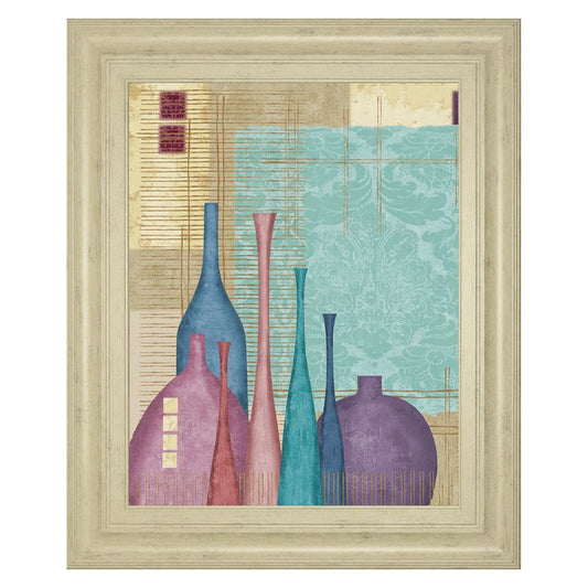 Classy Living Raku Harmony Wall Art 22x26in | Contemporary Multicolor Paper Art in Ivory Bliss MDF Frame | Living Room & Bedroom Wall Decor | Model 8315