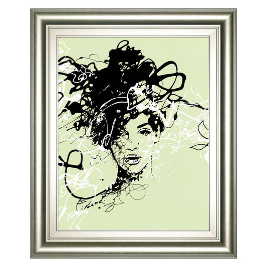 Classy Living Mystic Scribble 22x26in Wall Art | Contemporary Abstract Portrait on Paper in Silver Serenity MDF Frame | Living Room & Office | Model 8341