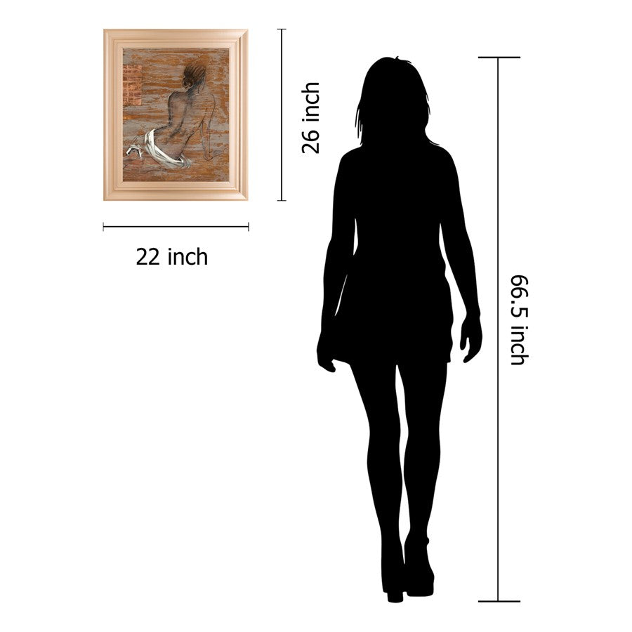 Classy Living Serene Back Study Wall Art 22x26in | Contemporary Rose Gold Romance Frame | Living Room & Office Wall Decor | 1 x 22 x 26 in | Model 8352
