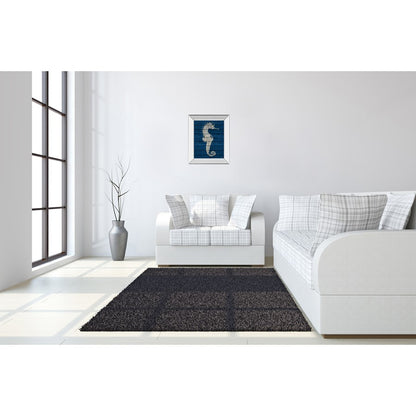 Classy Living Rustic Indigo Seahorse Wall Art 22x26in | Contemporary Mirrored Frame | Living Room & Bedroom Coastal Decor | 3 x 22 x 26 in | Model 8355MF