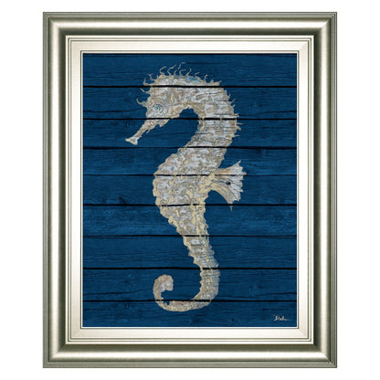 Classy Living Antique Seahorse Wall Art 22x26in | Contemporary Coastal Silver Serenity MDF Frame | Living Room & Bedroom Coastal Decor | 22 x | Model 8356
