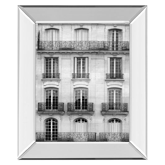 Classy Living Urban Facade 22x26in Wall Art | Contemporary Black-and-White Photograph with Mirrored Frame | Living Room & Office Decor | 22 | Model 8359MF