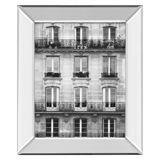 Classy Living Timeless Facade 22x26in Wall Art | Contemporary Black-and-White Photography with Mirrored Frame | Living Room & Office Decor | Model 8360MF