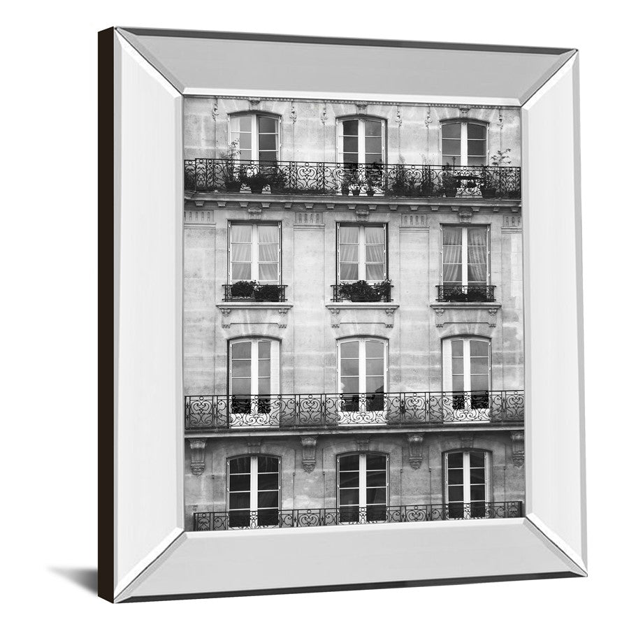 Classy Living Timeless Facade 22x26in Wall Art | Contemporary Black-and-White Photography with Mirrored Frame | Living Room & Office Decor | Model 8360MF