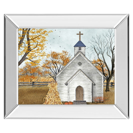 Classy Living Blessed Assurance 26x22in Wall Art | Traditional Mirrored Frame Fall Chapel Scene | Living Room & Office Decor | 26 x 22 x 3 | Model 8404MF