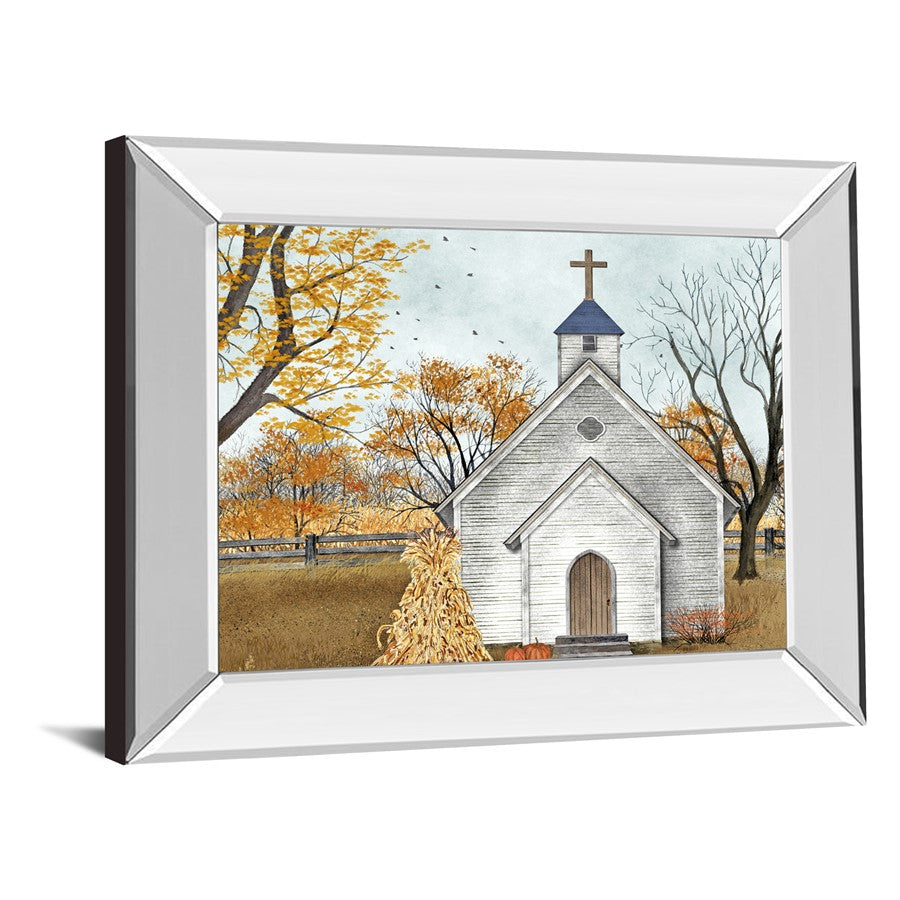 Classy Living Blessed Assurance 26x22in Wall Art | Traditional Mirrored Frame Fall Chapel Scene | Living Room & Office Decor | 26 x 22 x 3 | Model 8404MF