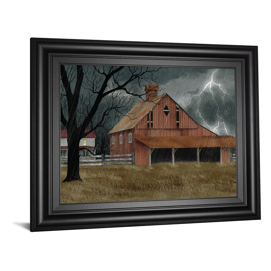 Classy Living Stormy Barn Scene Wall Art 26x22in | Traditional Framed Print, Midnight Aura MDF Frame | Living Room & Office Decor | 26 x 22 x | Model 8405