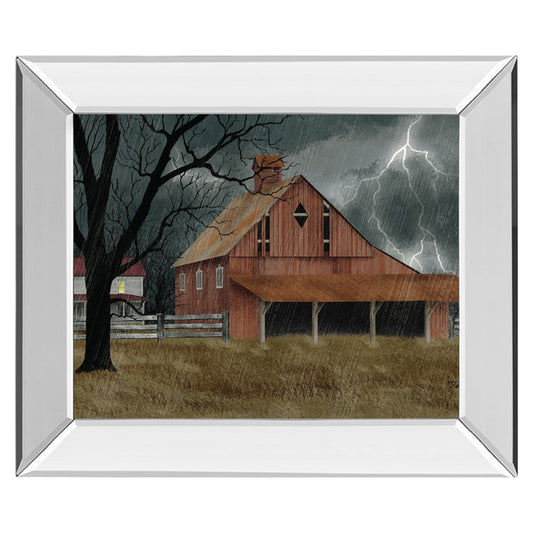 Classy Living Stormy Barn Scene Wall Art 26x22in | Traditional Mirrored Frame | Living Room & Office Decor | 26 x 22 x 3 in | Model 8405MF