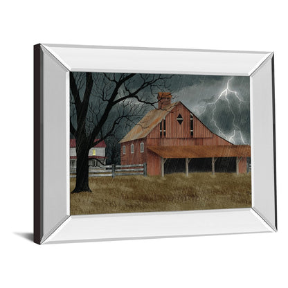 Classy Living Stormy Barn Scene Wall Art 26x22in | Traditional Mirrored Frame | Living Room & Office Decor | 26 x 22 x 3 in | Model 8405MF