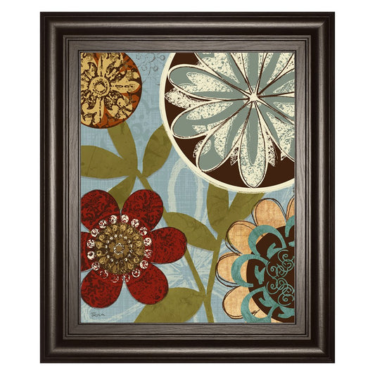 Classy Living Botanical Dance 22x26in Wall Art | Contemporary Multicolor Paper on MDF in Dark Chocolate Frame | Living Room & Bedroom Decor | Model 8421