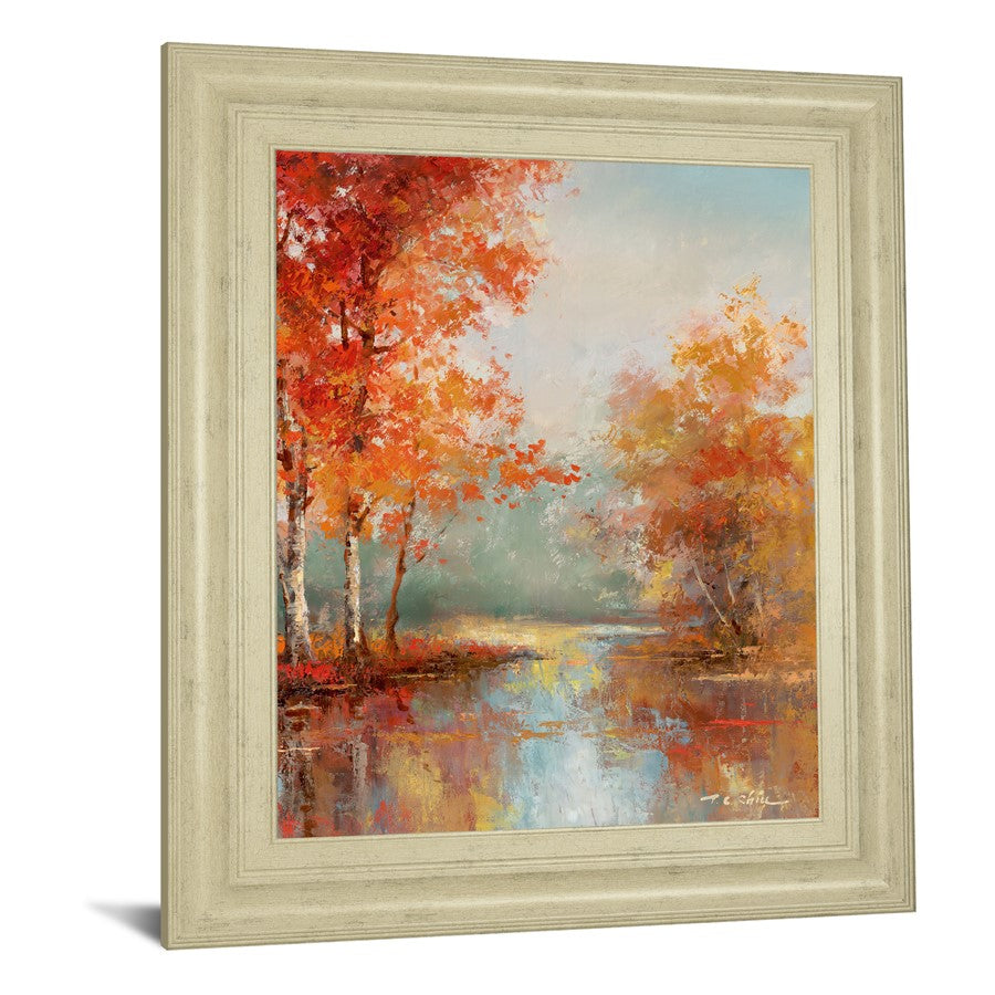 Classy Living Crimson Maple Escape 22x26in Wall Art | Traditional Framed Paper Print in Ivory Bliss MDF Frame | Living Room & Office Decor | Model 8423