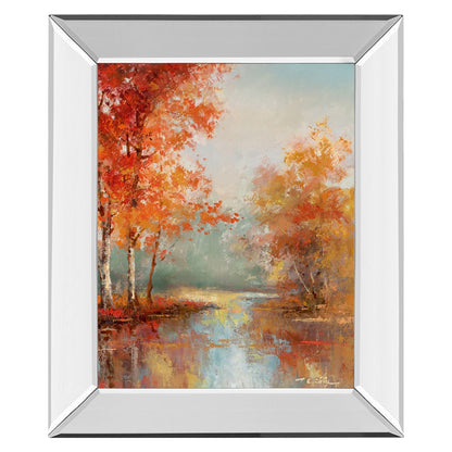 Classy Living Crimson Maple Escape 22x26in Wall Art | Traditional Mixed Media Paper on Mirrored Frame | Living Room & Office Decor | 22 x | Model 8423MF