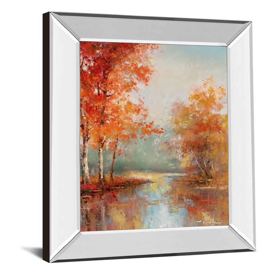 Classy Living Crimson Maple Escape 22x26in Wall Art | Traditional Mixed Media Paper on Mirrored Frame | Living Room & Office Decor | 22 x | Model 8423MF
