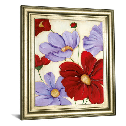 Classy Living Lavender Red Bloom Wall Art 22x26in | Contemporary Floral Print in Crisp Chardonnay MDF Frame | Living Room & Bedroom Decor | 1 | Model 8434