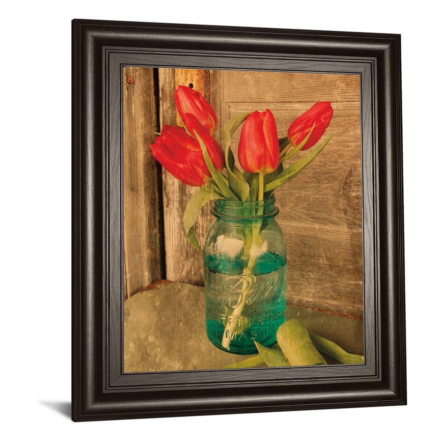 Classy Living Country Tulips Wall Art 22x26in | Transitional Dark Chocolate MDF Frame with Paper Art | Living Room & Bedroom Wall Decor | 1 x | Model 8457