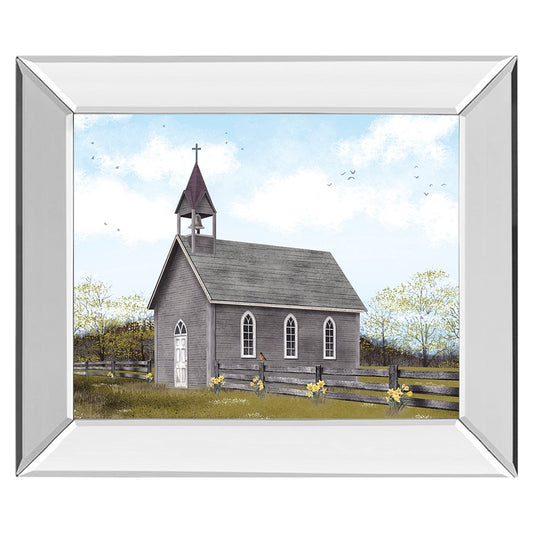 Classy Living Tranquil Church 26x22in Wall Art | Traditional Mirrored Frame | Living Room & Office Decor | 26 x 22 x 3 in | Model 8458MF