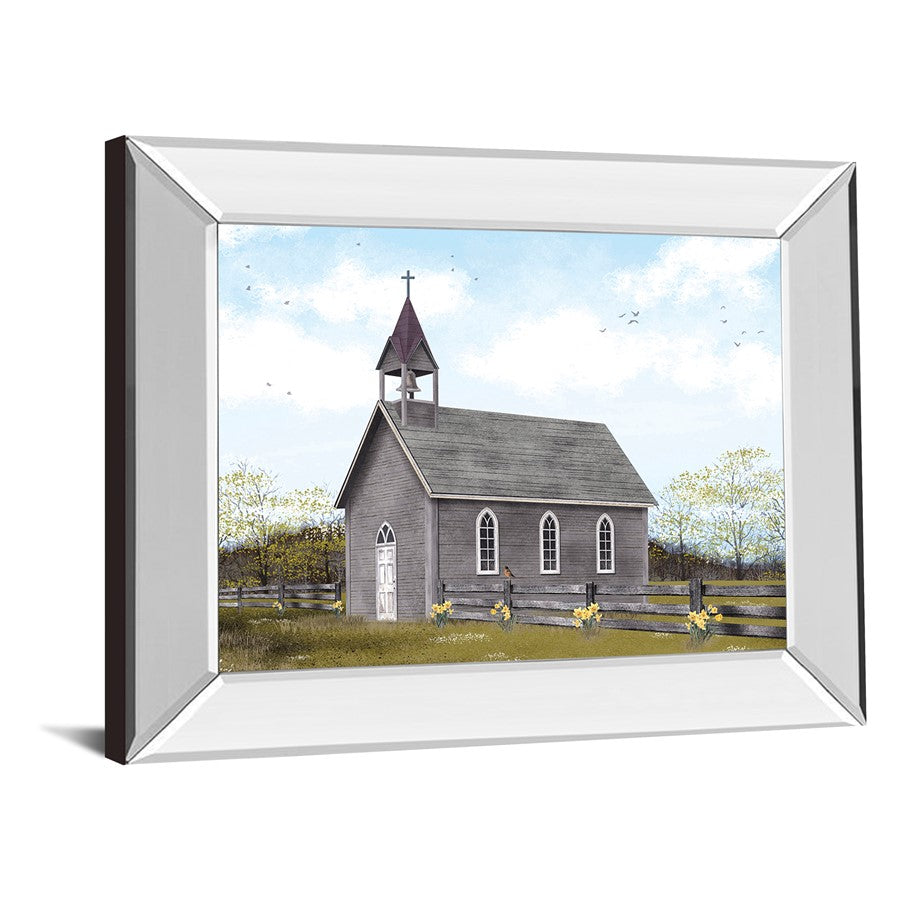 Classy Living Tranquil Church 26x22in Wall Art | Traditional Mirrored Frame | Living Room & Office Decor | 26 x 22 x 3 in | Model 8458MF