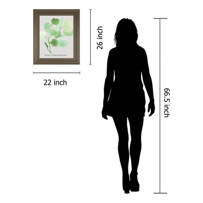 Classy Living Green Leaves Wall Art 22x26in | Transitional Paper Art in Tranquil Ash MDF Frame | Living Room & Bedroom Botanical Decor | 1 x | Model 8463