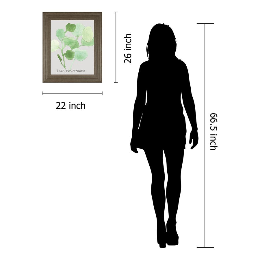 Classy Living Green Leaves Wall Art 22x26in | Transitional Paper Art in Tranquil Ash MDF Frame | Living Room & Bedroom Botanical Decor | 1 x | Model 8463