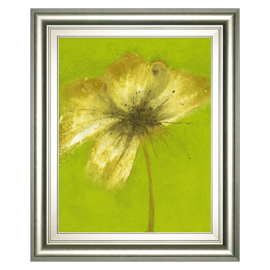 Classy Living Floral Burst 22x26in Wall Art | Transitional Silver Serenity MDF Frame | Living Room & Bedroom Botanical Decor | 1 x 22 x 26 in | Model 8468