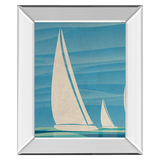 Classy Living Sailboat Serenity 22x26in Wall Art | Transitional Nautical Scene in Mirrored Frame | Living Room & Bedroom Coastal Decor | 22 | Model 8477MF