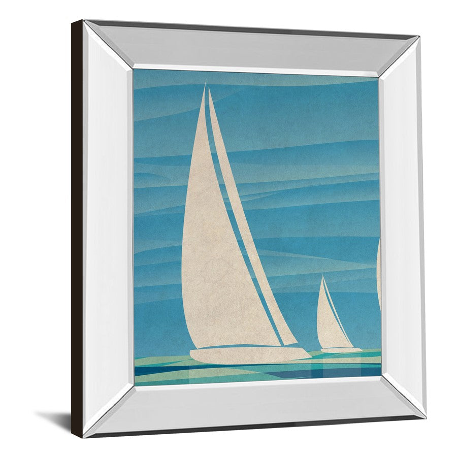 Classy Living Sailboat Serenity 22x26in Wall Art | Transitional Nautical Scene in Mirrored Frame | Living Room & Bedroom Coastal Decor | 22 | Model 8477MF