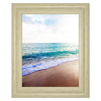 Classy Living Golden Sands 22x26in Wall Art | Contemporary Coastal Seascape in Ivory Bliss MDF Frame | Living Room & Bedroom Decor | 1 x 22 x | Model 8484