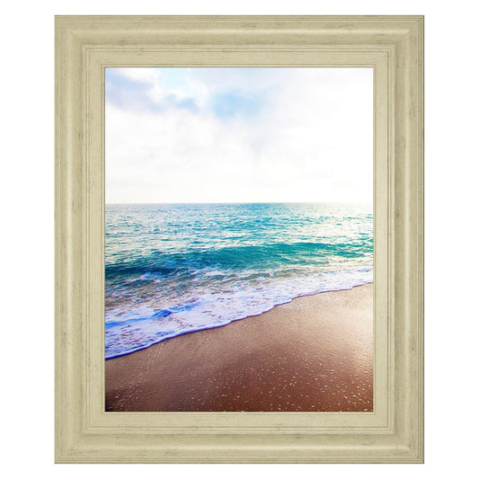 Classy Living Golden Sands 22x26in Wall Art | Contemporary Coastal Seascape in Ivory Bliss MDF Frame | Living Room & Bedroom Decor | 1 x 22 x | Model 8484